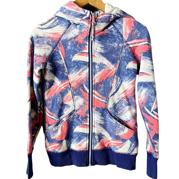 IVIVVA Trippy Solar Pigment Blue Pink Zip Up Hoodie Long Sleeve Thumbhole 12 EUC - Picture 7 of 7